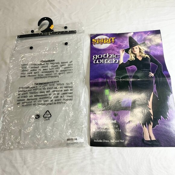 Spirit Halloween Wicked Gothic Witch Costume Dress Hat Belt Women's S/M W/ Bag - Picture 13 of 16